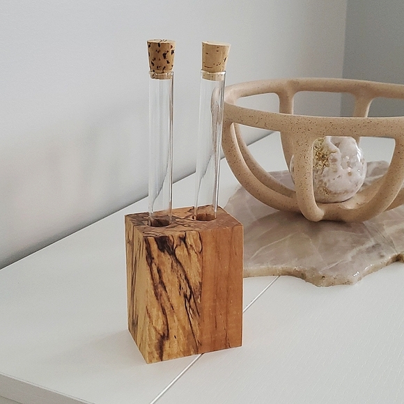 Wooden Salt and Pepper Table Vials